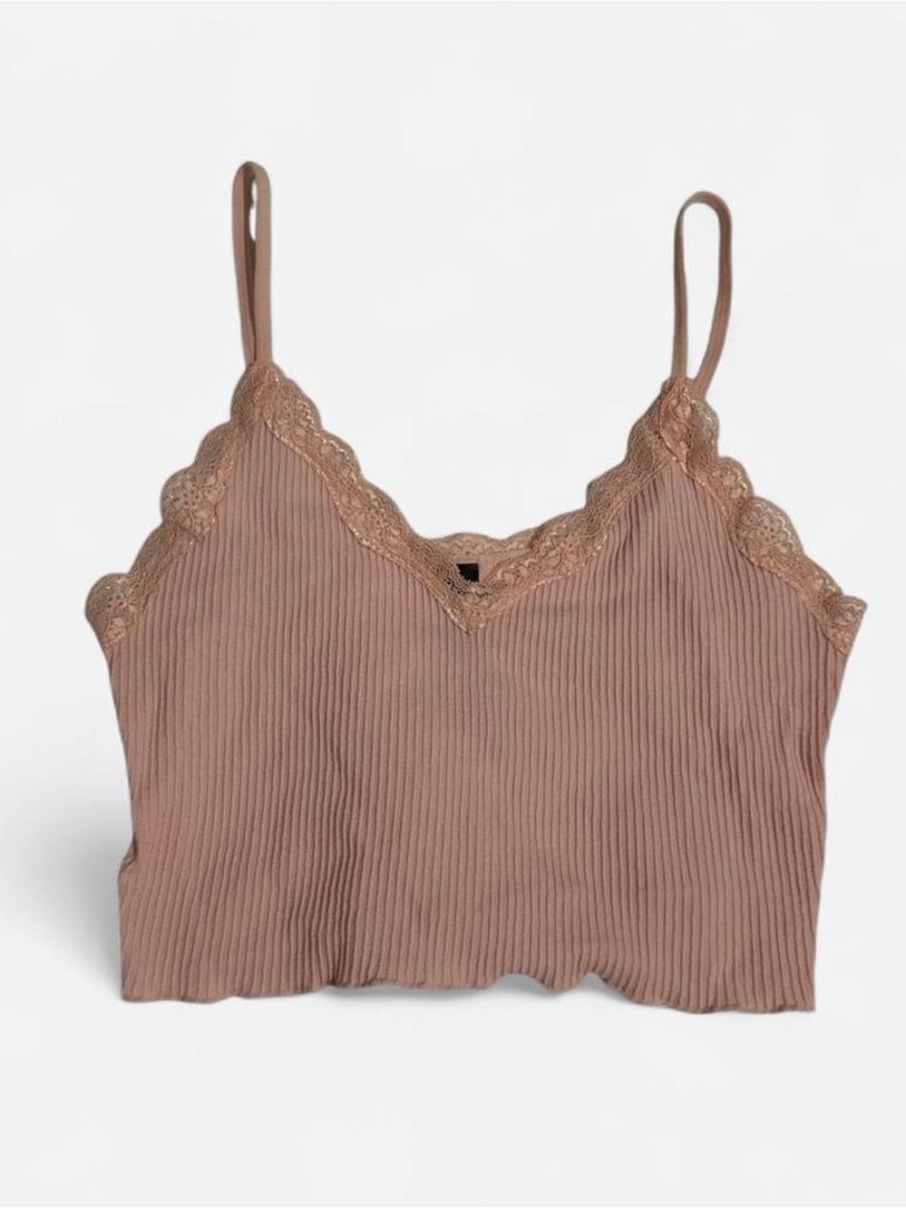Alya Ribbed Lace-Trim Camisole - Pink/Mauve Taupe